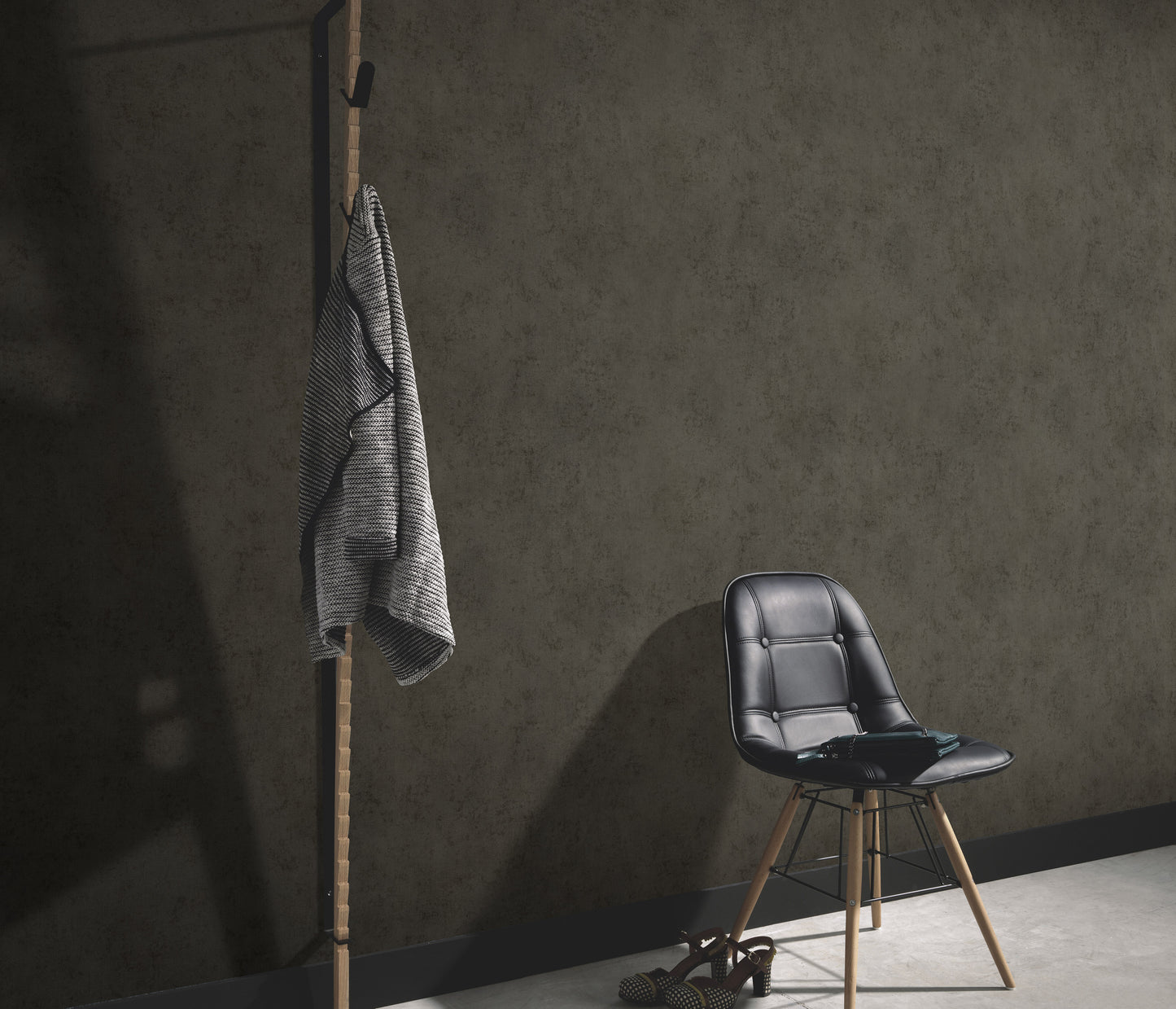 Charcoal Deep Graphite modern wallpaper Dark concrete wallpaper Industrial texture wallpaper