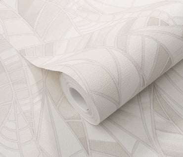 White Leaf Wallpaper Neutral Wallpaper Botanical Wallpaper Modern Wallpaper Textured Wallpaper Vinyl Wallpaper Minimal Wallpaper Accent Wall