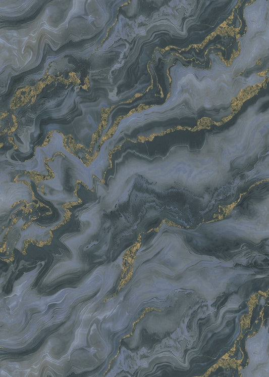 Black Dark Marble Gold Vein Luxury Wallpaper Moody Abstract Textured Wallpaper