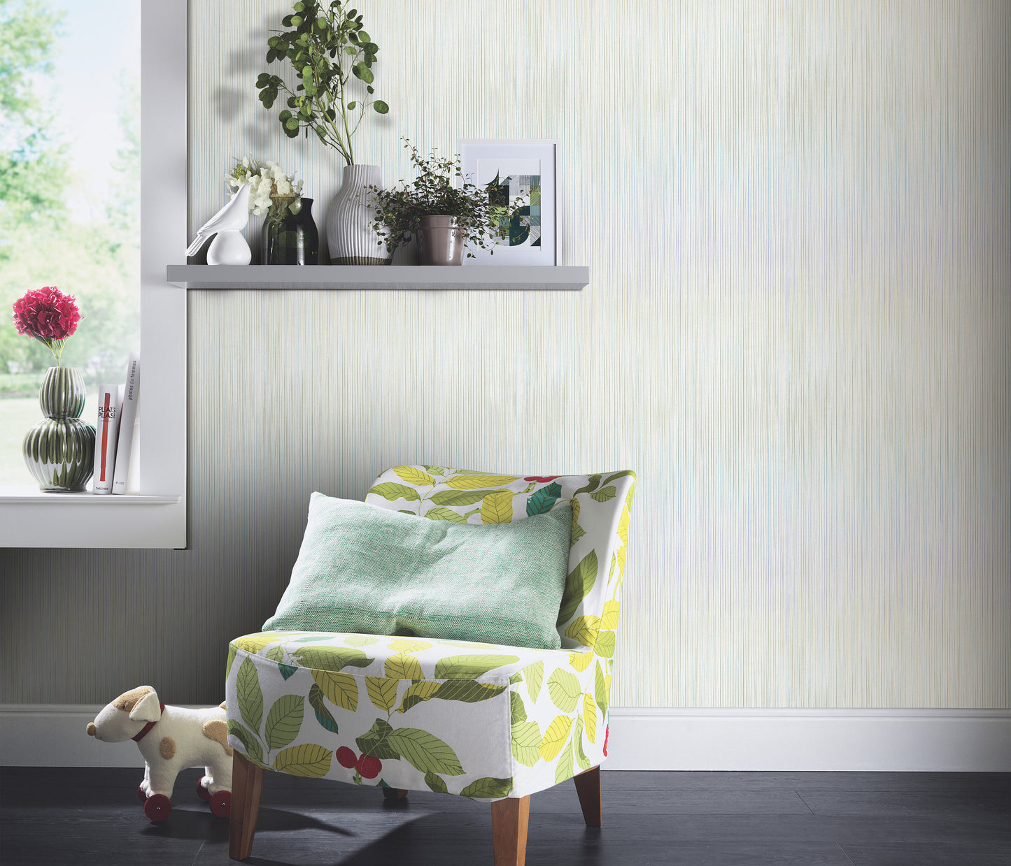Pastel Stripe Wallpaper | Soft Neutral Vertical Line Wallpaper | Modern Textured Vinyl Wallpaper | Minimalist Wall Decor | Cameo Collection
