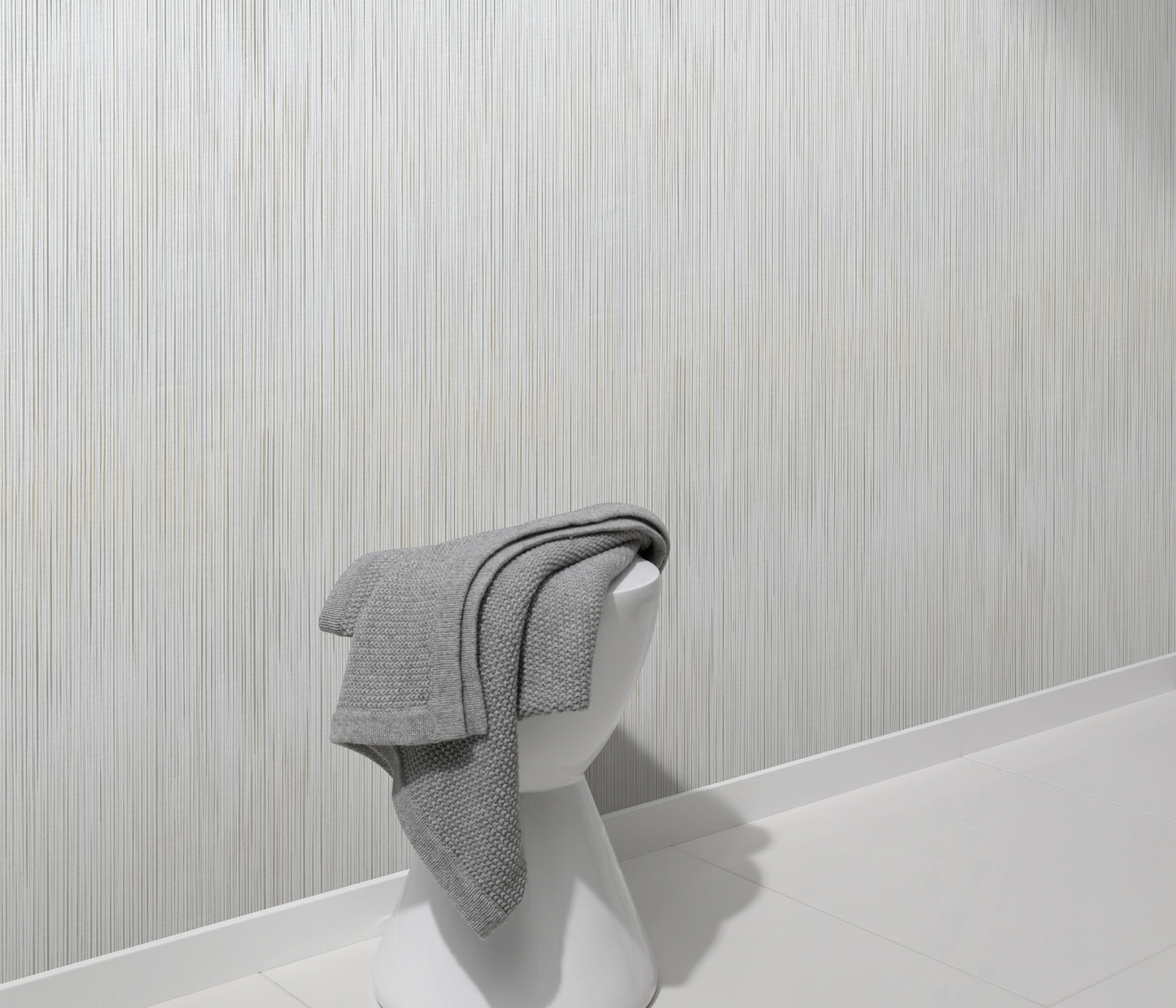 Neutral Stripe Wallpaper Beige Grey | Modern Vertical Line Wallpaper | Textured Vinyl Wallpaper | Minimalist Wall Decor | Cameo Collection