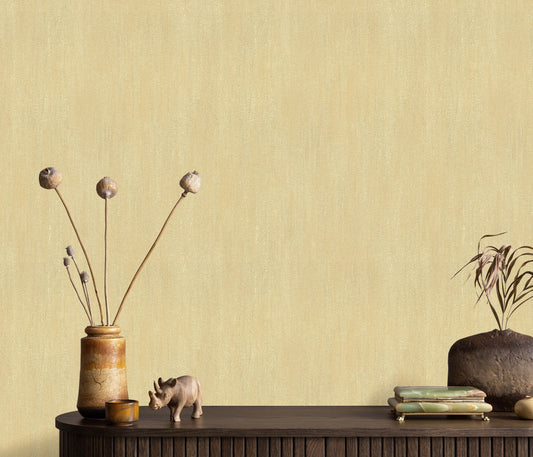 Warm Gold Textured Wallpaper | Mustard Neutral Vinyl Wallpaper | Modern Minimalist Wall Covering | Fabric Effect Wall Decor Cameo Collection