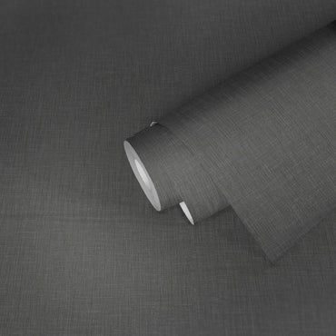 Dark Grey Linen Texture Wallpaper – Modern Fabric Look Vinyl Wallcovering