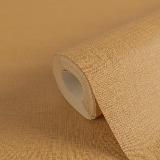 Warm Beige Yellow Linen Texture Wallpaper