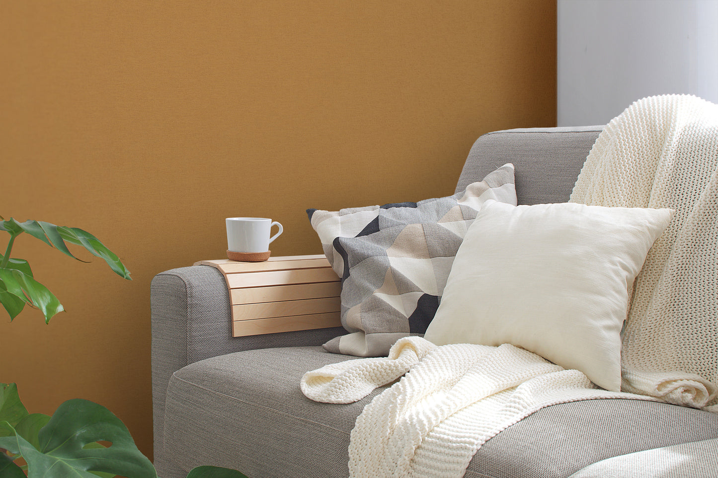Warm Beige Yellow Linen Texture Wallpaper