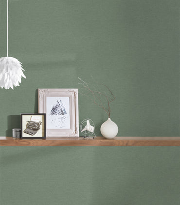 Sage Green Linen Texture Vinyl Wallpaper – Modern Fabric Look Wall Covering