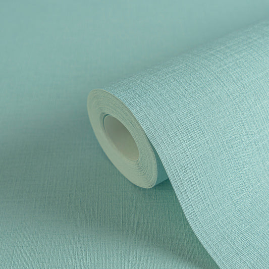 Aqua Blue Textured Vinyl Wallpaper – Modern Fabric Look Wall Covering