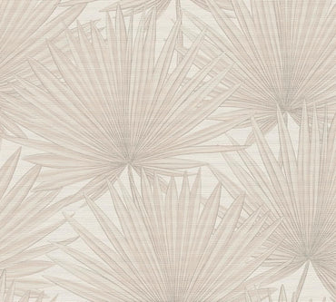 Beige Palm Leaf Textured Vinyl Wallpaper