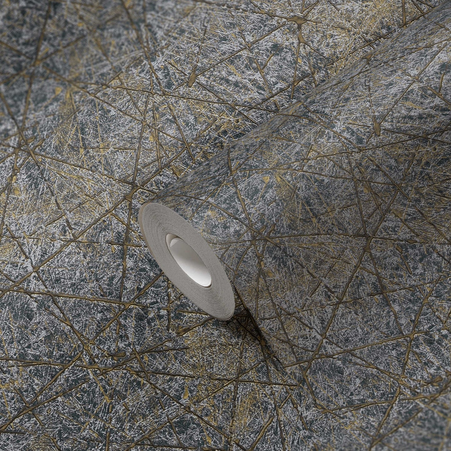 Grey & Gold Geometric Vinyl Wallpaper