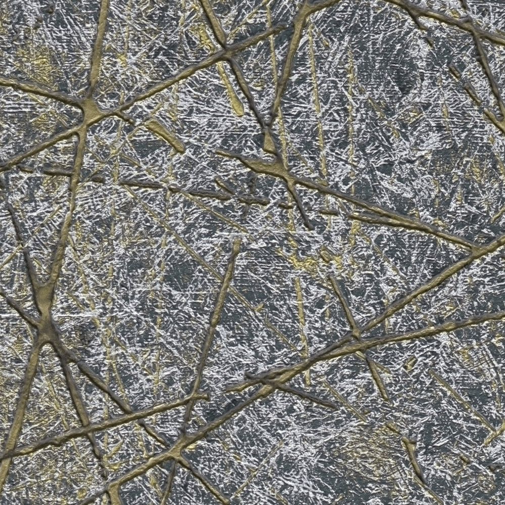 Grey & Gold Geometric Vinyl Wallpaper