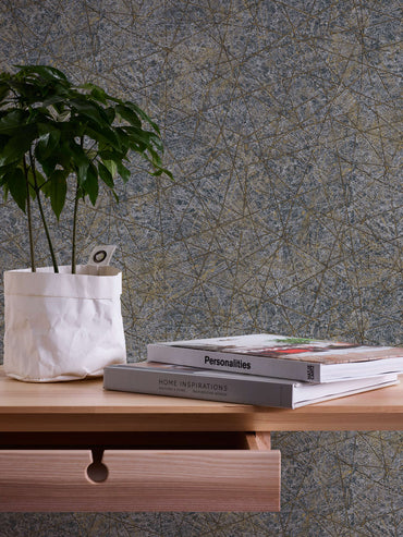 Grey & Gold Geometric Vinyl Wallpaper