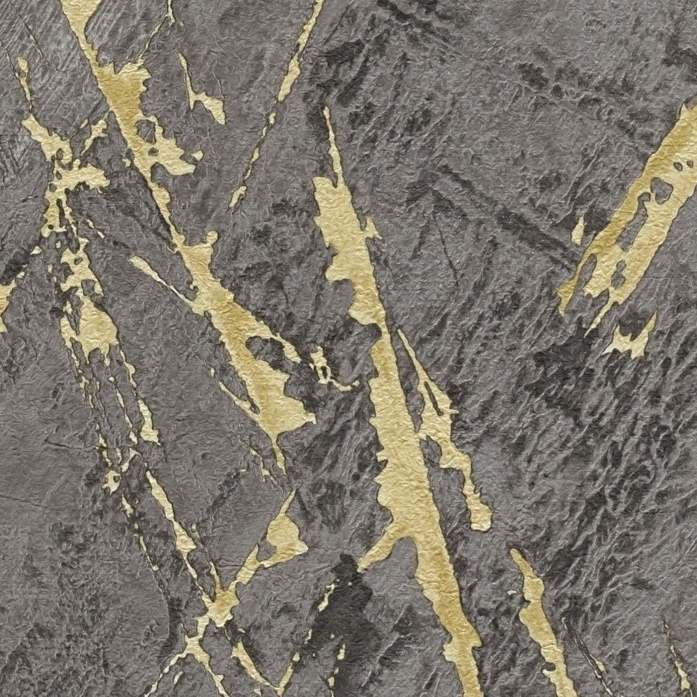 Dark Grey and Gold Marble Effect Wallpaper