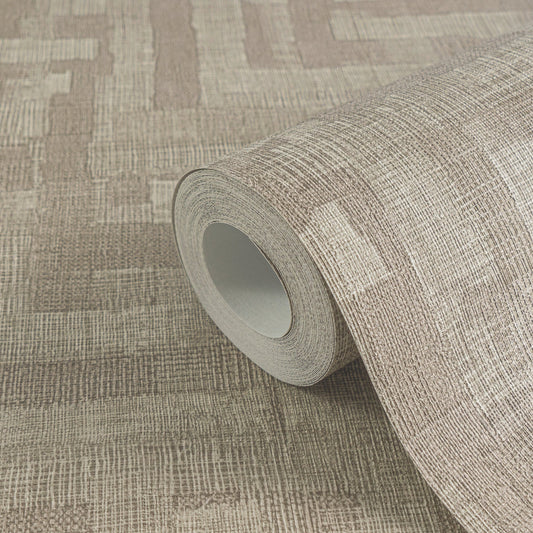 Taupe Geometric Textured Vinyl Wallpaper