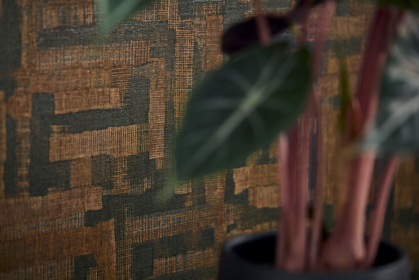Brown Geometric Textured Vinyl Wallpaper