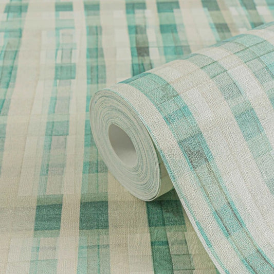 Green Geometric Textured Vinyl Wallpaper