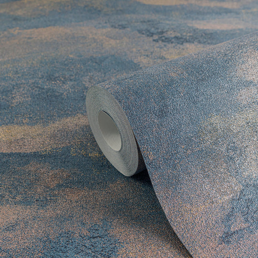 Blue Abstract Textured Vinyl Wallpaper