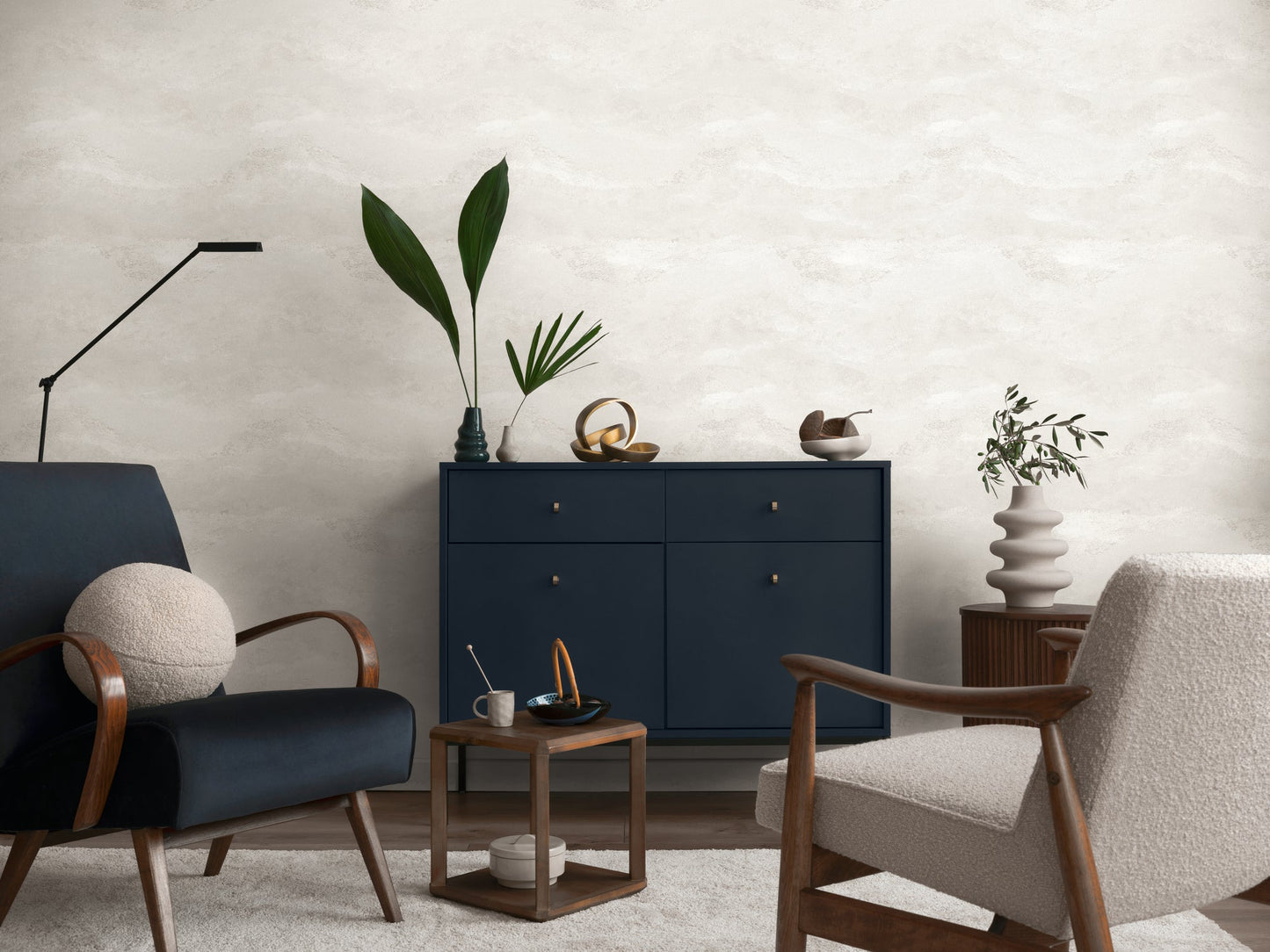 Modern Concrete Faux Plaster Plain Textured Wallpaper