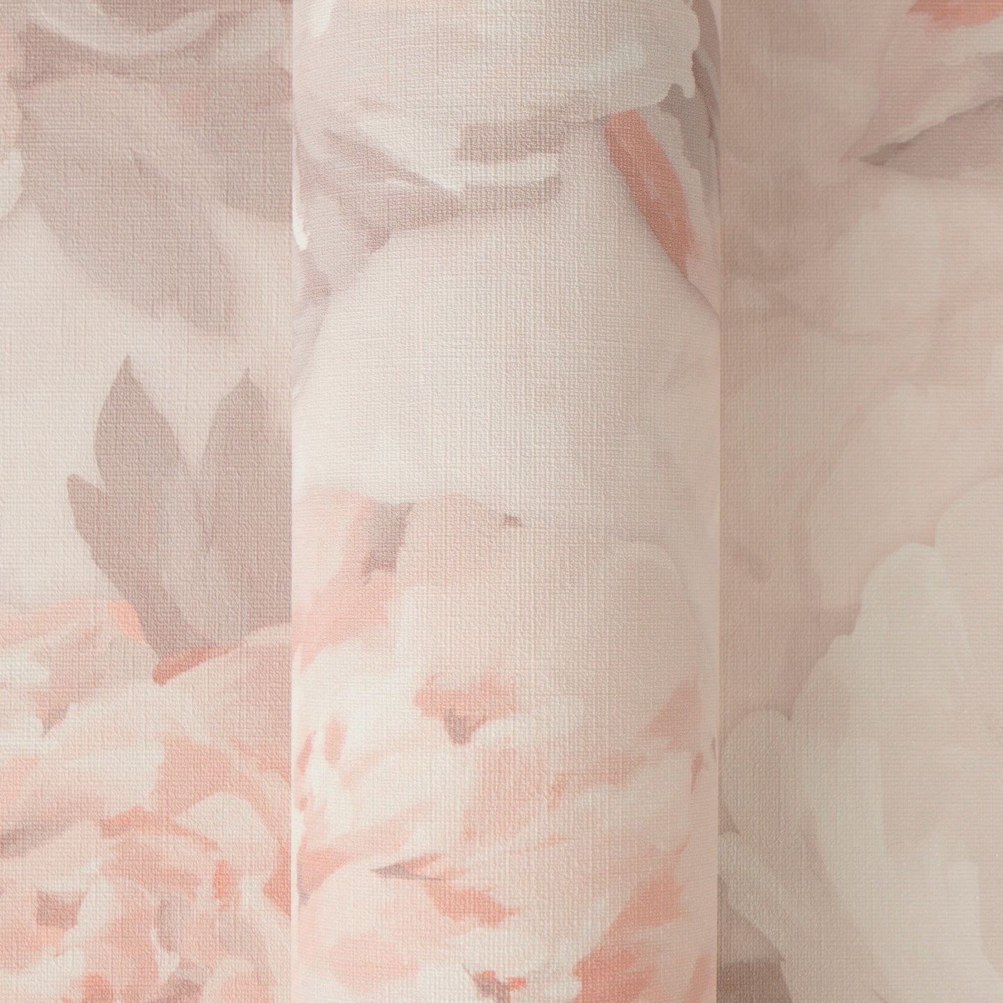 Vintage Romantic Warm Peach Peony Floral Wallpaper | Elegant Textured Canvas Watercolor Blossom Wall Covering | Luxury Classic Cottagecore