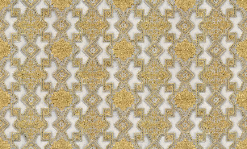 Luxury Gold Geometric Wallpaper with Ornamental Pattern