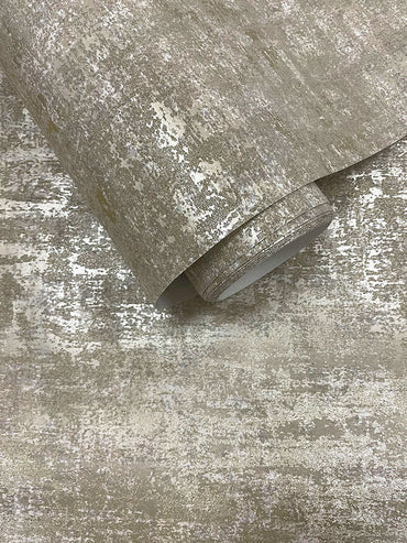 Glassbead Taupe and Gold Textured Vinyl Wallpaper