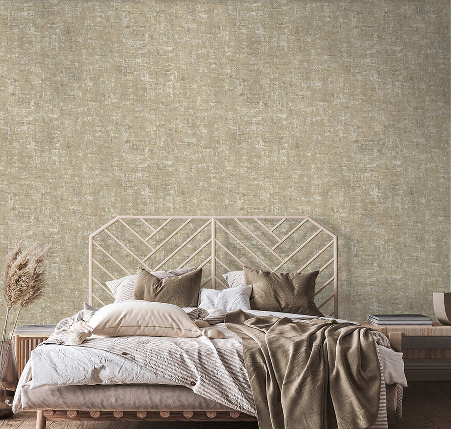 Glassbead Taupe and Gold Textured Vinyl Wallpaper