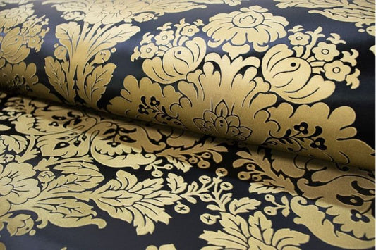 Luxury Classic Damask Wallpaper Black Gold Elegant Baroque Wallcovering