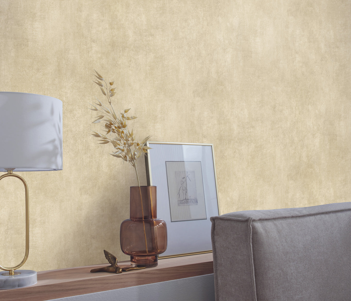 Neutral Beige Vinyl Wallpaper – Textured Faux Plaster Wall Covering