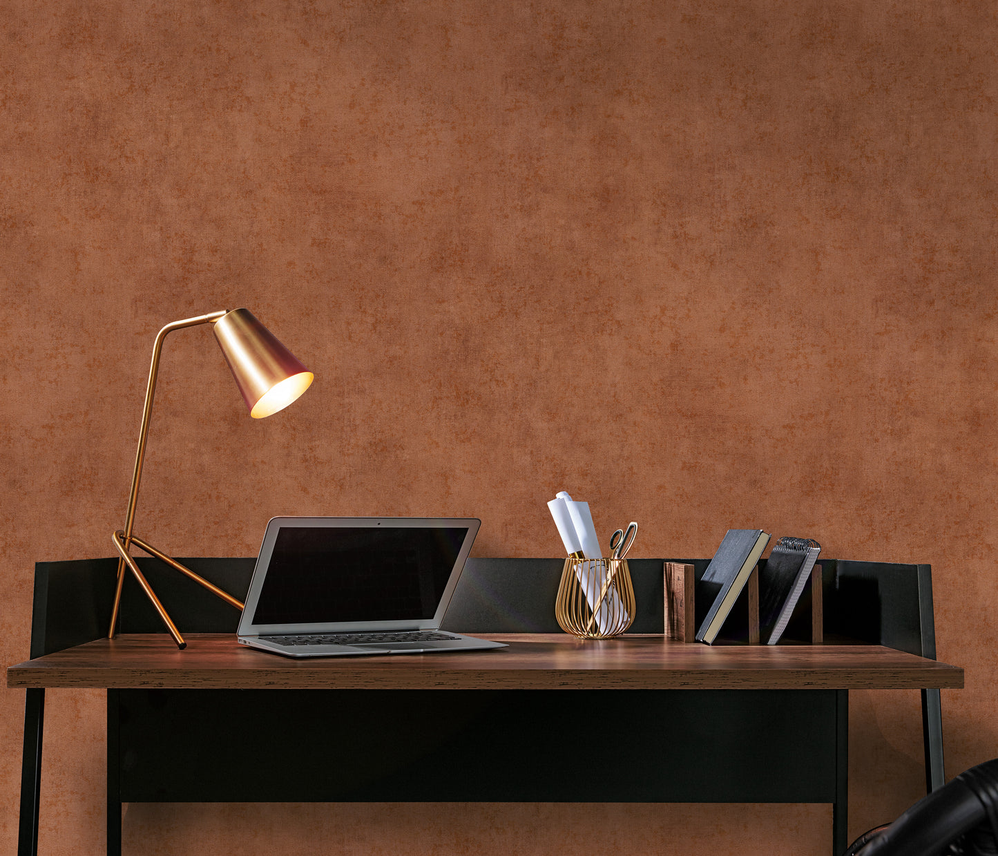Terracotta Textured Wallpaper Rust Vinyl Wallpaper Warm Neutral Plaster Effect Modern Luxury Wall Covering