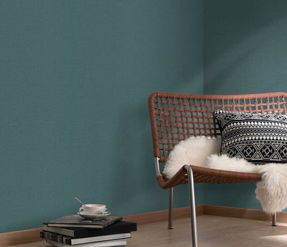 Teal Linen Wallpaper Green Blue Wallpaper Textured Wallpaper Dark Teal Wall Covering Moody Modern Wallpaper Japandi Accent Wall Luxury
