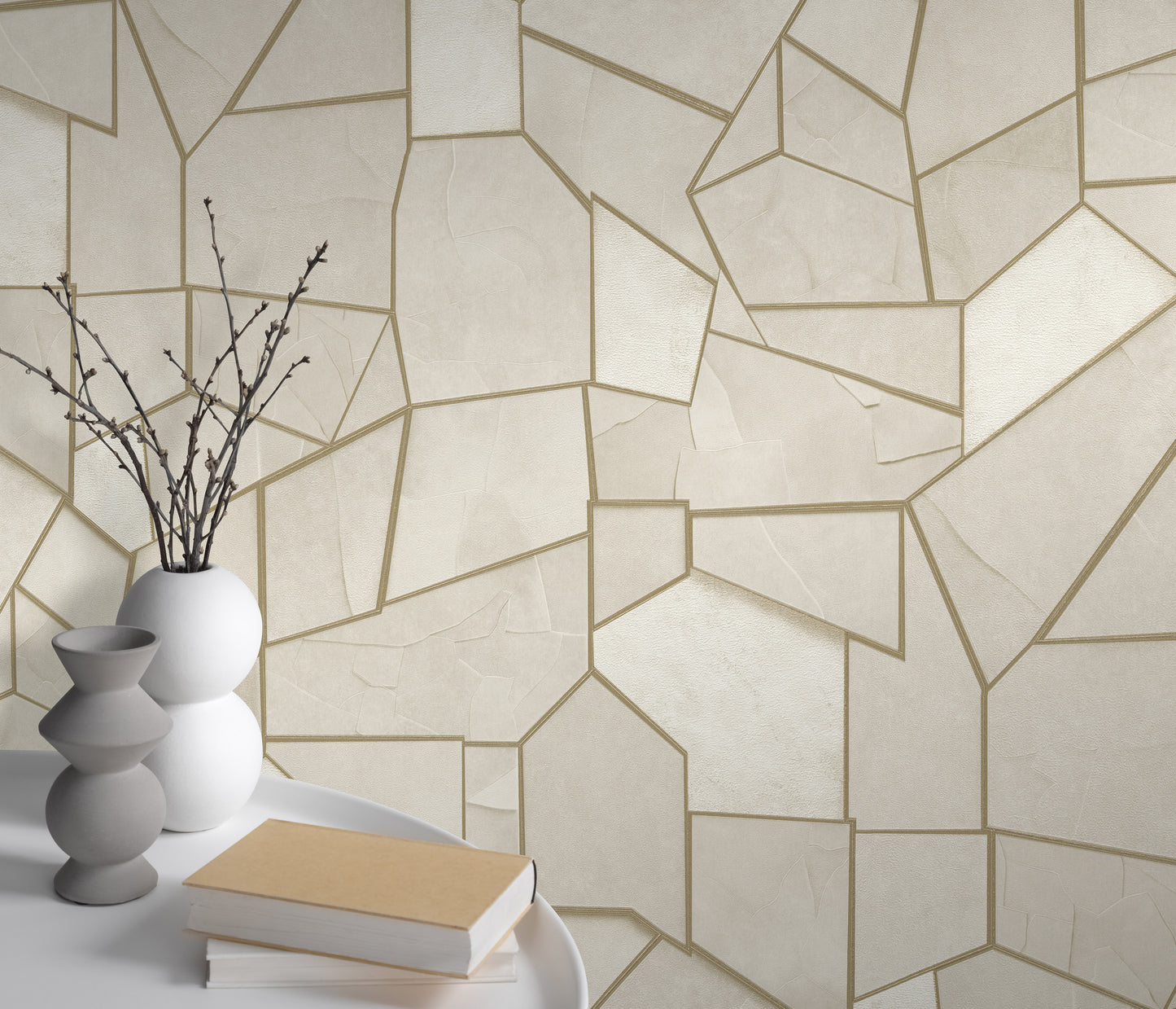 Geometric Wallpaper Gold Wallpaper Cream Wallpaper Modern Wallpaper Abstract Wallpaper Luxury Wallpaper Accent Wall Wallpaper Textured