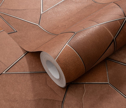 Terracotta Wallpaper Geometric Wallpaper Brown Wallpaper Modern Wallpaper Abstract Wallpaper Warm Neutral Wallpaper Accent Wall Wallpaper