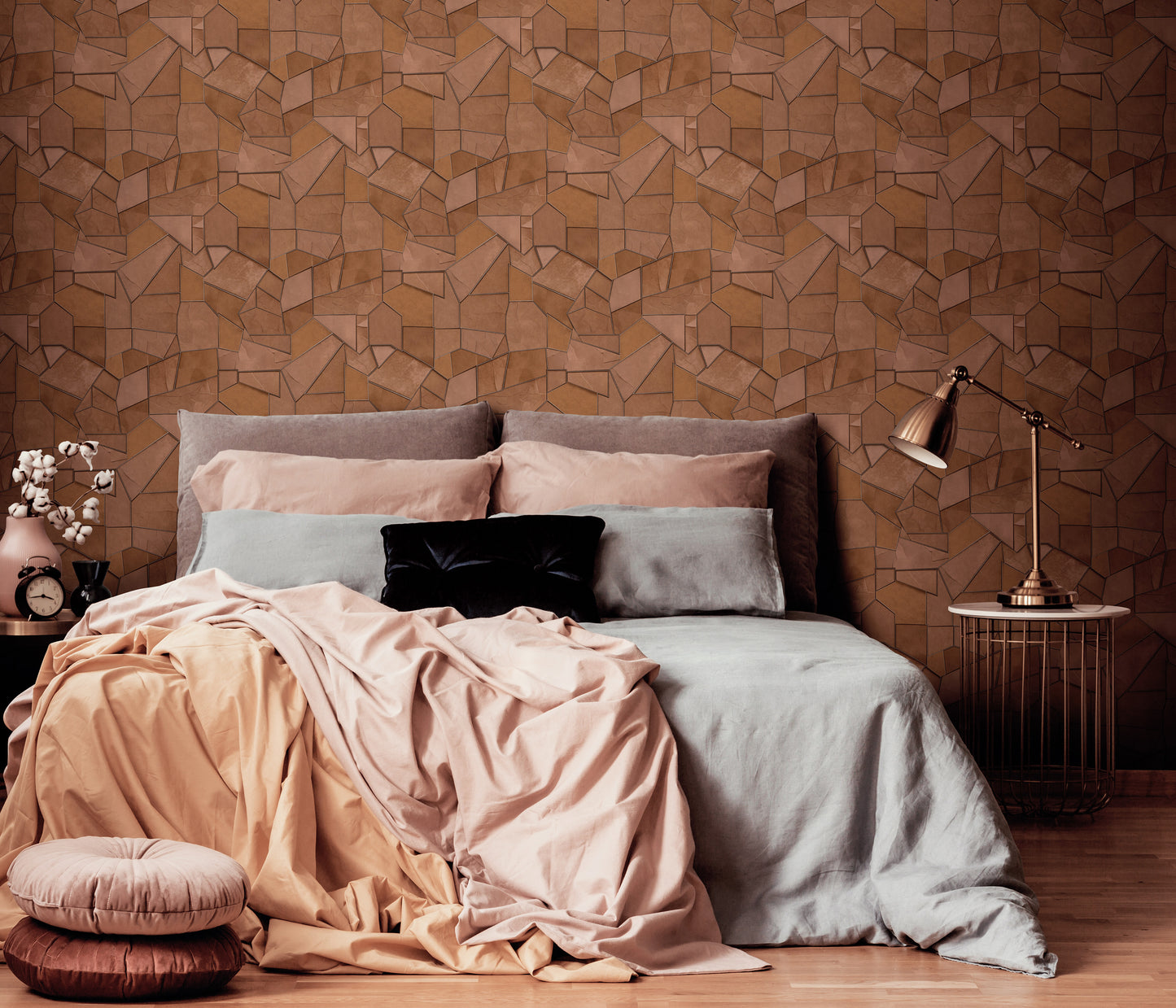 Terracotta Wallpaper Geometric Wallpaper Brown Wallpaper Modern Wallpaper Abstract Wallpaper Warm Neutral Wallpaper Accent Wall Wallpaper