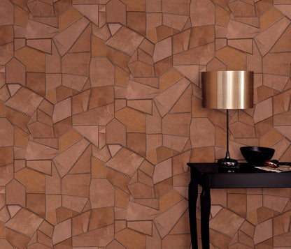 Terracotta Wallpaper Geometric Wallpaper Brown Wallpaper Modern Wallpaper Abstract Wallpaper Warm Neutral Wallpaper Accent Wall Wallpaper
