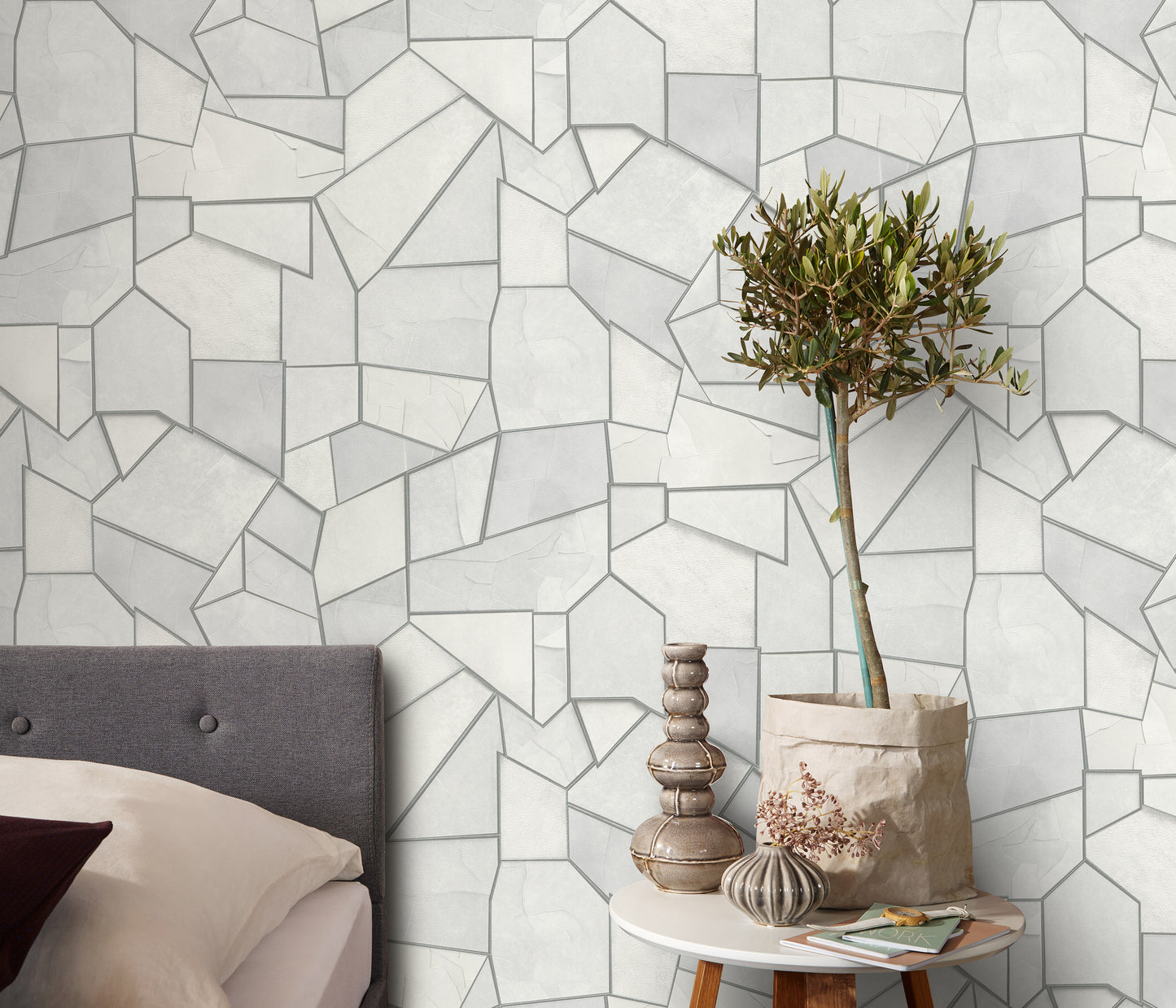 Light Grey Wallpaper Geometric Wallpaper Modern Wallpaper Neutral Wallpaper Abstract Wallpaper Minimalist Wallpaper Accent Wall Wallpaper