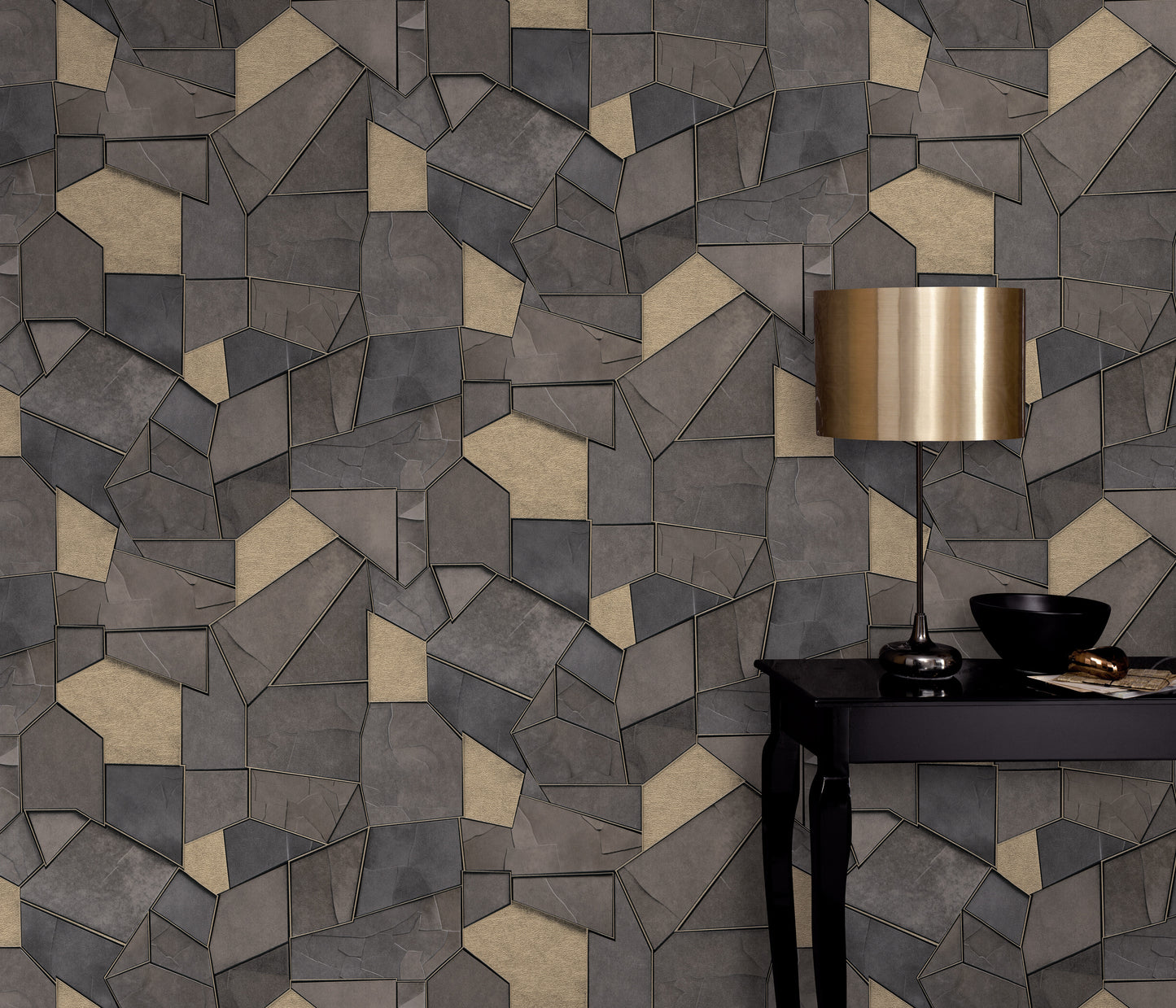 Dark Wallpaper Geometric Wallpaper Black Wallpaper Gold Wallpaper Modern Wallpaper Luxury Wallpaper Abstract Wallpaper Accent Wall Wallpaper