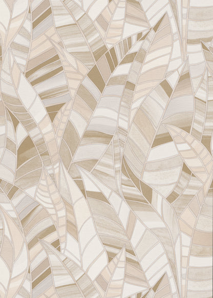 Beige Leaf Wallpaper Neutral Wallpaper Botanical Wallpaper Modern Wallpaper Textured Wallpaper Vinyl Wallpaper Nature Wallpaper Living Room