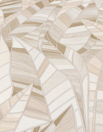 Beige Leaf Wallpaper Neutral Wallpaper Botanical Wallpaper Modern Wallpaper Textured Wallpaper Vinyl Wallpaper Nature Wallpaper Living Room