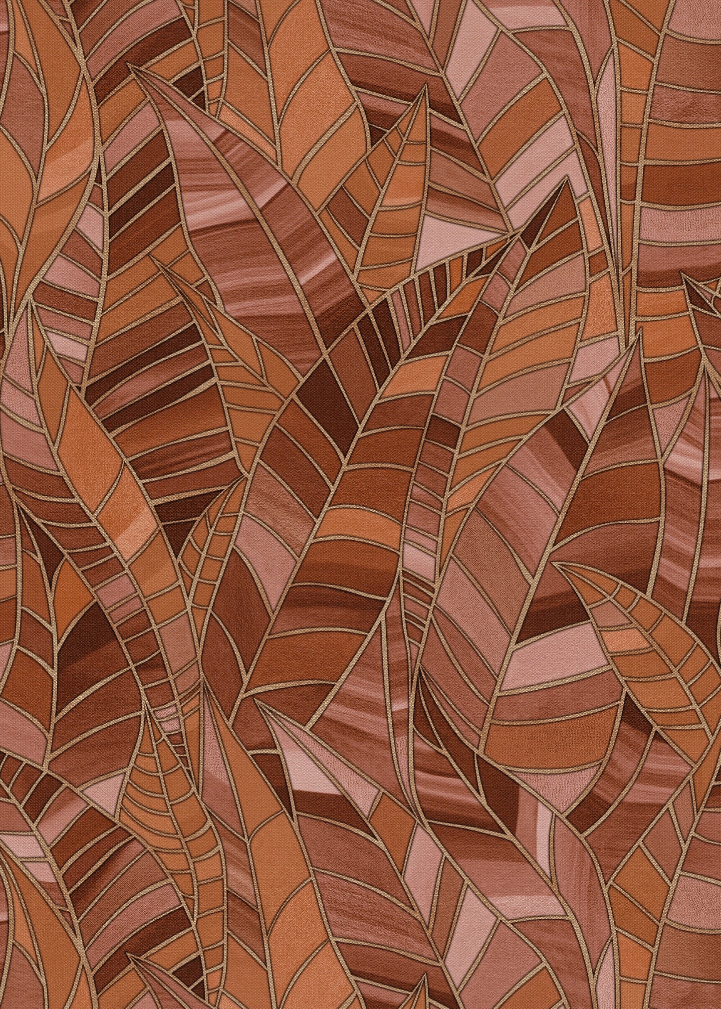 Terracotta Leaf Wallpaper Warm Neutral Wallpaper Botanical Wallpaper Modern Wallpaper Textured Wallpaper Vinyl Wallpaper Boho Wallpaper
