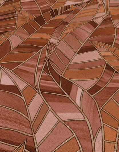 Terracotta Leaf Wallpaper Warm Neutral Wallpaper Botanical Wallpaper Modern Wallpaper Textured Wallpaper Vinyl Wallpaper Boho Wallpaper