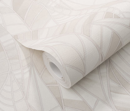 White Leaf Wallpaper Neutral Wallpaper Botanical Wallpaper Modern Wallpaper Textured Wallpaper Vinyl Wallpaper Minimal Wallpaper Accent Wall