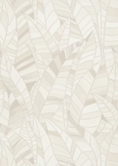 White Leaf Wallpaper Neutral Wallpaper Botanical Wallpaper Modern Wallpaper Textured Wallpaper Vinyl Wallpaper Minimal Wallpaper Accent Wall