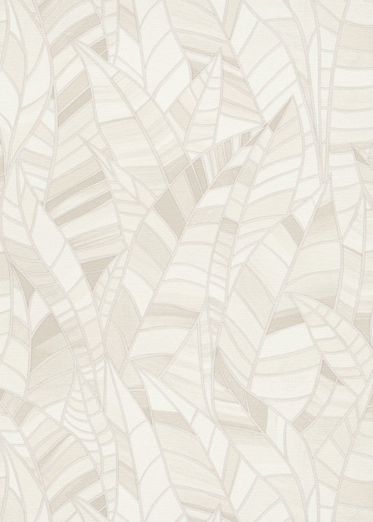 White Leaf Wallpaper Neutral Wallpaper Botanical Wallpaper Modern Wallpaper Textured Wallpaper Vinyl Wallpaper Minimal Wallpaper Accent Wall