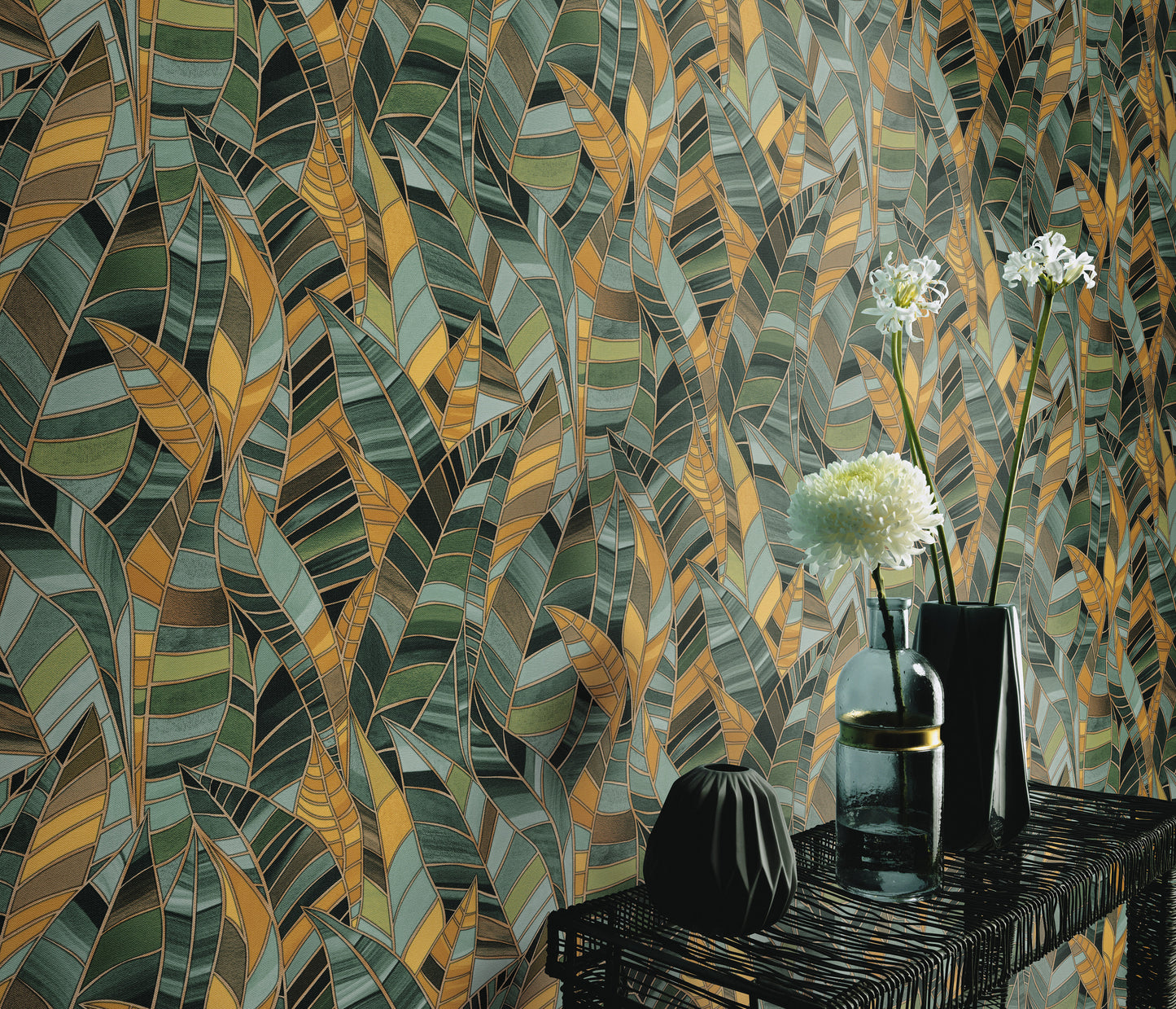 Teal Leaf Wallpaper Emerald Green Wallpaper Botanical Wallpaper Dark Wallpaper Luxury Wallpaper Textured Wallpaper Vinyl Wallpaper
