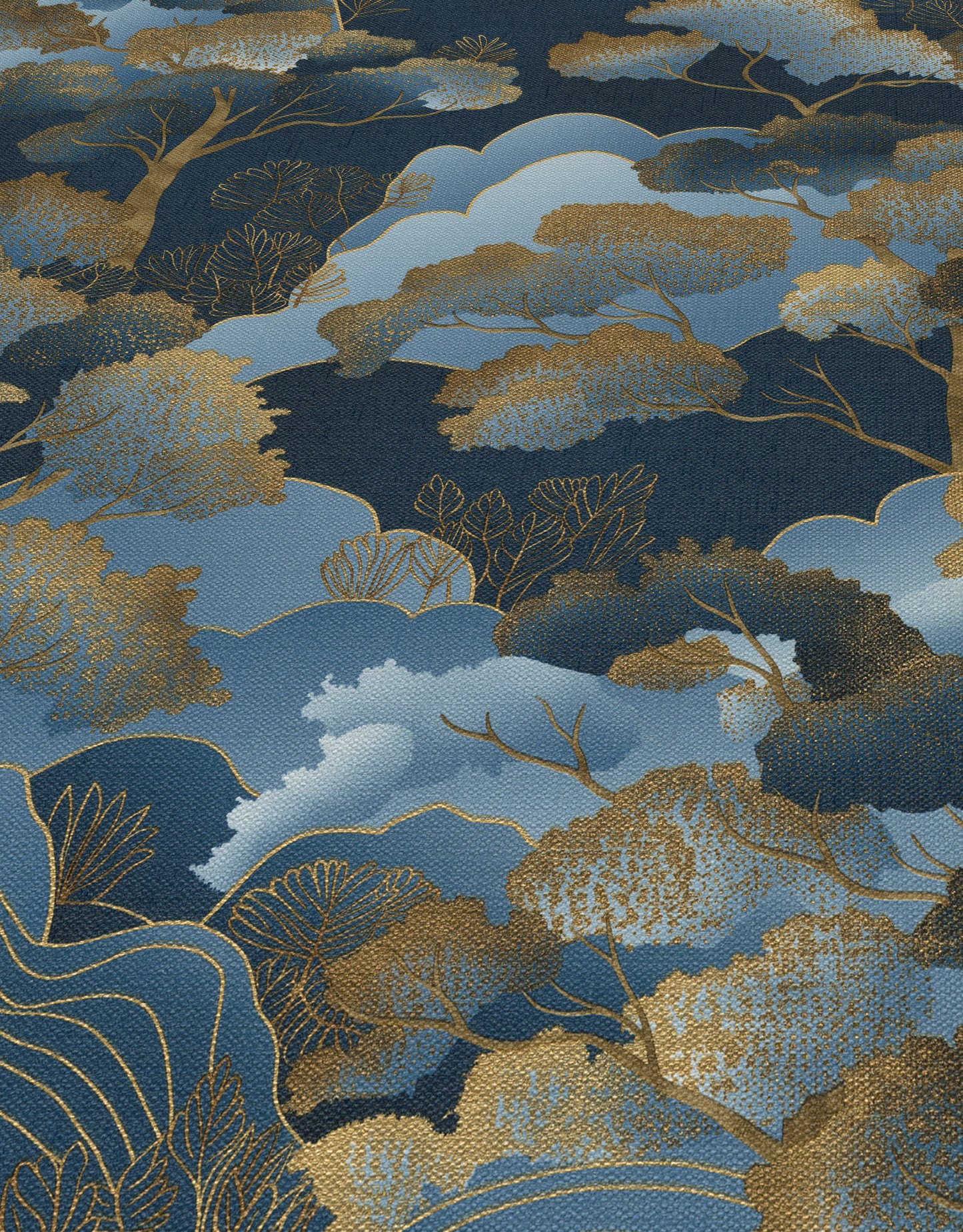 Navy Blue Wallpaper Gold Wallpaper Chinoiserie Wallpaper Forest Wallpaper Tree Wallpaper Dark Wallpaper Oriental Wallpaper Luxury Wallpaper