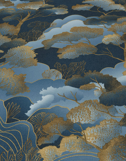 Navy Blue Wallpaper Gold Wallpaper Chinoiserie Wallpaper Forest Wallpaper Tree Wallpaper Dark Wallpaper Oriental Wallpaper Luxury Wallpaper