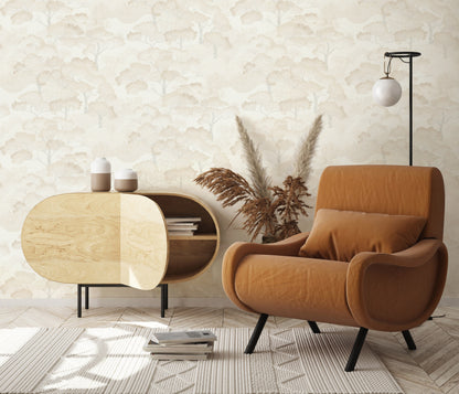 Beige Wallpaper Neutral Wallpaper Minimalist Wallpaper Chinoiserie Wallpaper Tree Wallpaper Forest Wallpaper Cream Wallpaper Textured