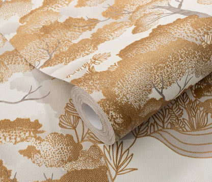 Gold Wallpaper Neutral Wallpaper Chinoiserie Wallpaper Tree Wallpaper Forest Wallpaper Beige Wallpaper Luxury Wallpaper Textured Wallpaper