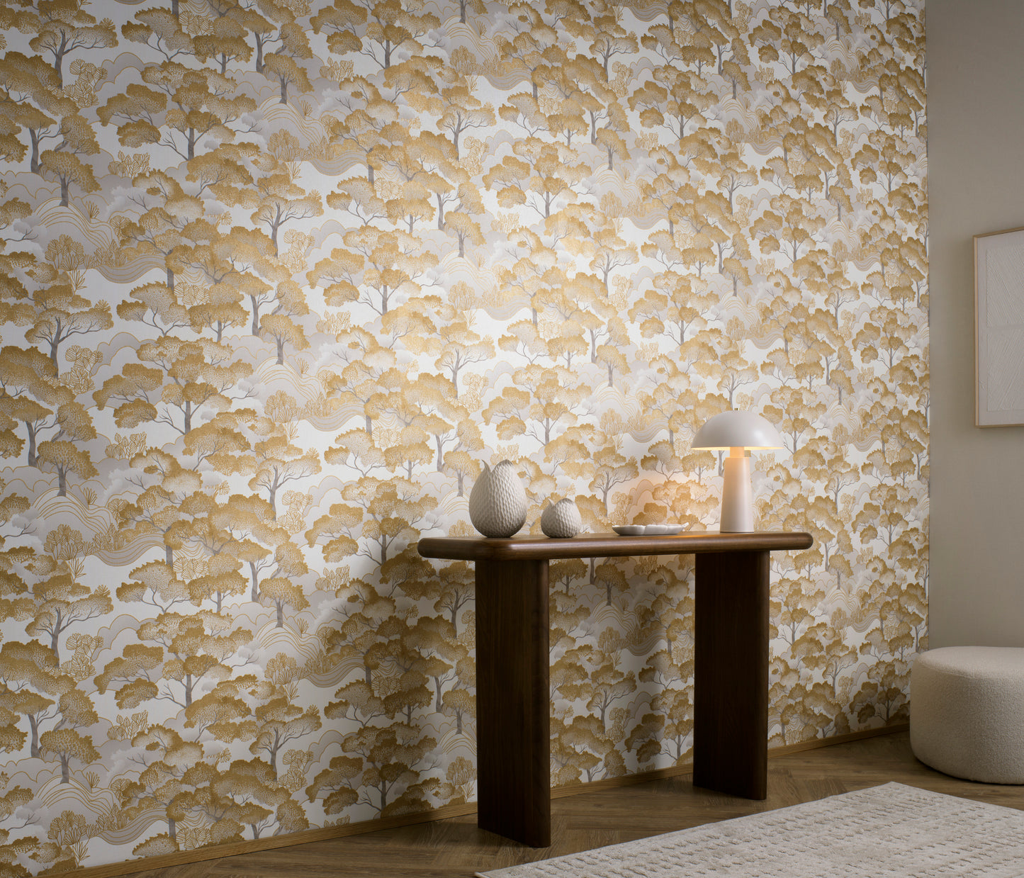 Gold Wallpaper Neutral Wallpaper Chinoiserie Wallpaper Tree Wallpaper Forest Wallpaper Beige Wallpaper Luxury Wallpaper Textured Wallpaper