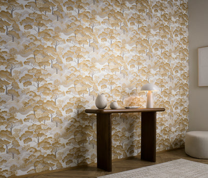 Gold Wallpaper Neutral Wallpaper Chinoiserie Wallpaper Tree Wallpaper Forest Wallpaper Beige Wallpaper Luxury Wallpaper Textured Wallpaper