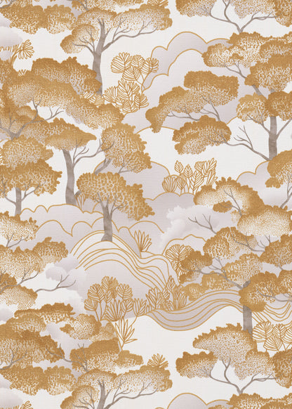 Gold Wallpaper Neutral Wallpaper Chinoiserie Wallpaper Tree Wallpaper Forest Wallpaper Beige Wallpaper Luxury Wallpaper Textured Wallpaper